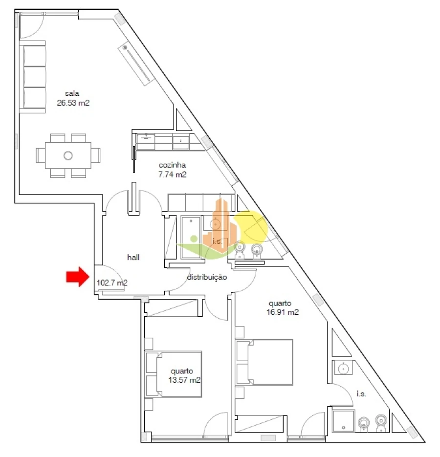 Apartamento T2 para Venda em Buarcos Planta 1