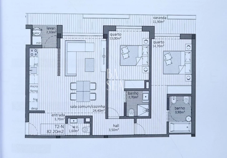 Apartamento T2 para Venda em Rio Tinto Planta 1