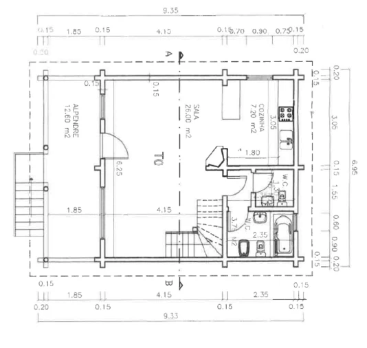 Moradia T3 para Venda em Cortes do Meio Planta 1