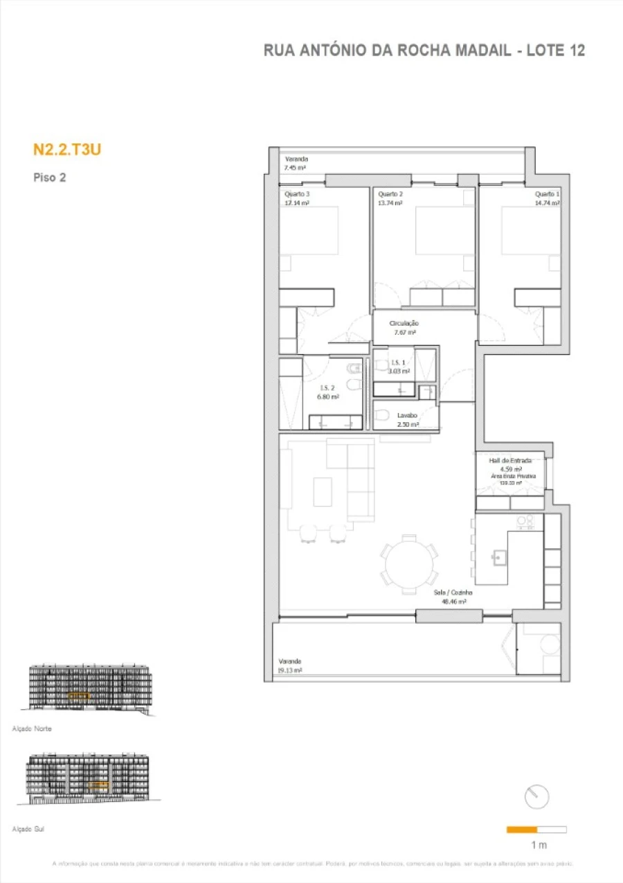 Apartamento T3 para Venda em Glória e Vera Cruz Planta 1
