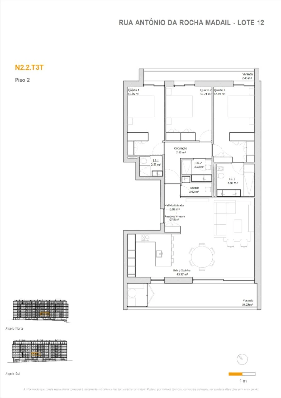 Apartamento T3 para Venda em Glória e Vera Cruz Planta 1