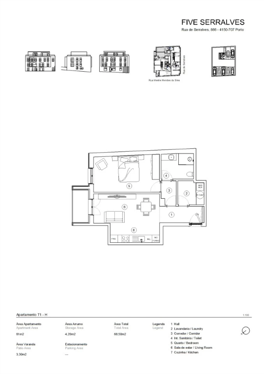 Apartamento T1 para Venda em Lordelo do Ouro e Massarelos Planta 1