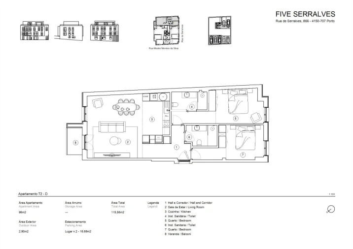 Apartamento T2 para Venda em Lordelo do Ouro e Massarelos Planta 1