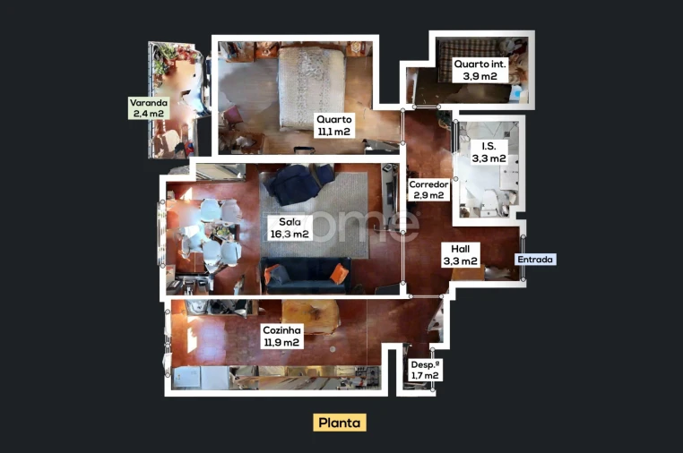 Apartamento T2 para Venda em São Mamede de Infesta e Senhora da Hora Planta 1