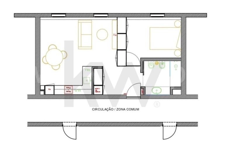 Apartamento T1 para Arrendamento em Lordelo do Ouro e Massarelos Planta 1