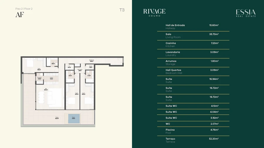 Apartamento T3 para Venda em Gondomar (São Cosme), Valbom e Jovim Planta 1