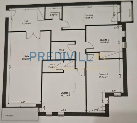 Apartamento T3 para Venda em Póvoa de Varzim, Beiriz e Argivai Planta 1