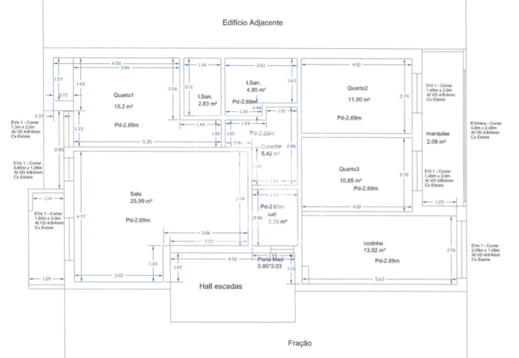 Apartamento T3 para Venda em Vila Nova da Barquinha Planta 1