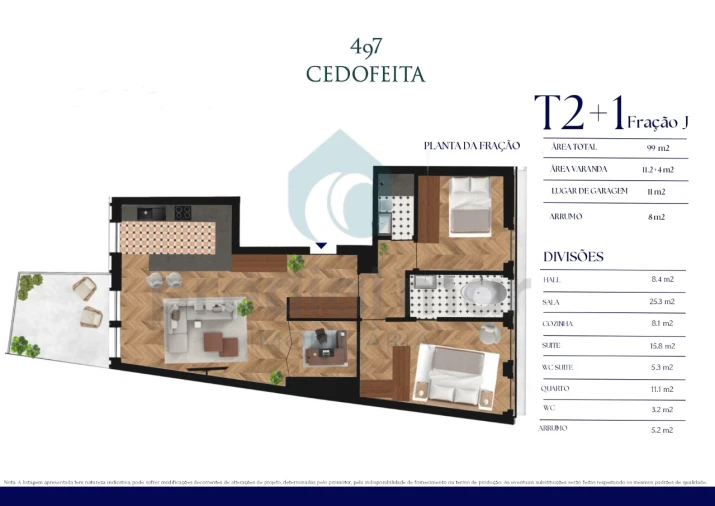 Apartamento T2 para Venda em Cedofeita, Santo Ildefonso, Sé, Miragaia, São Nicolau e Vitória Planta 1