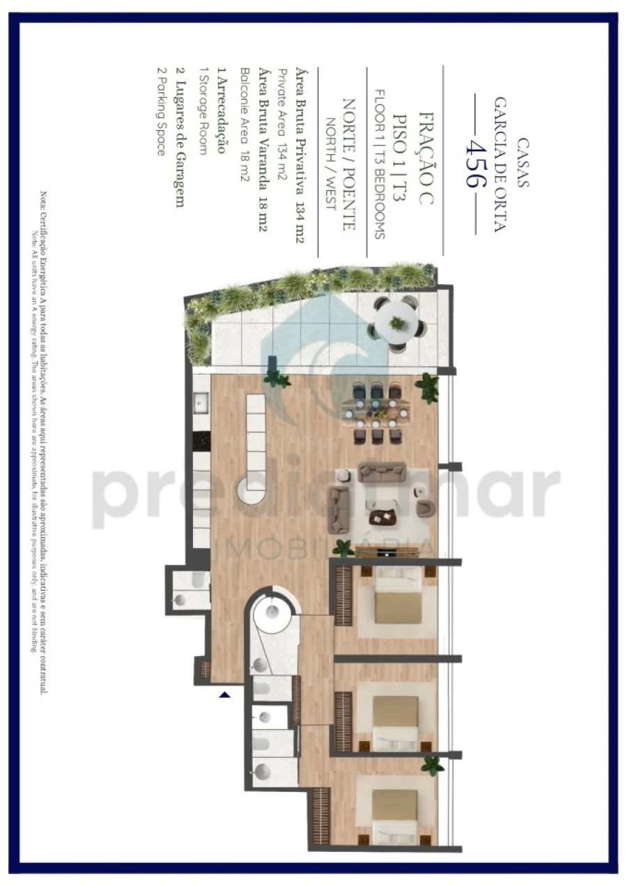Apartamento T3 para Venda em Aldoar, Foz do Douro e Nevogilde Planta 1