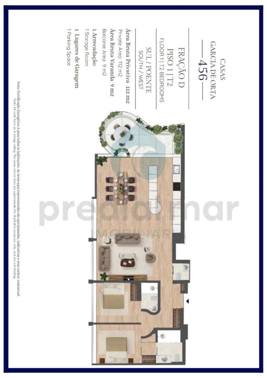 Apartamento T2 para Venda em Aldoar, Foz do Douro e Nevogilde Planta 1