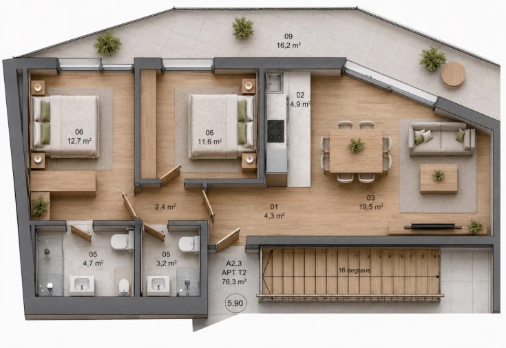 Apartamento T2 para Venda em Matosinhos e Leça da Palmeira Planta 1