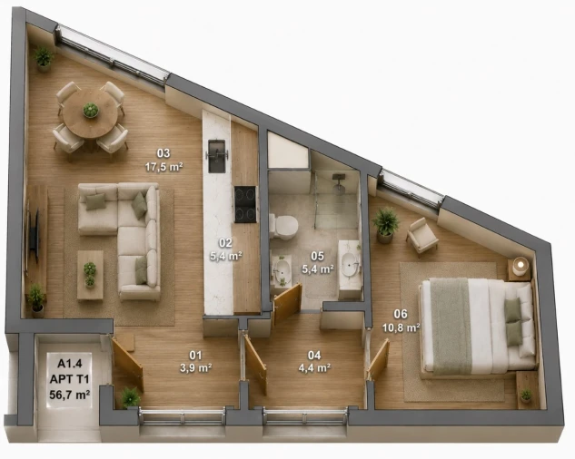 Apartamento T1 para Venda em Matosinhos e Leça da Palmeira Planta 1