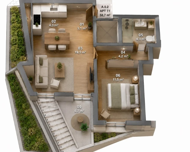 Apartamento T1 para Venda em Matosinhos e Leça da Palmeira Planta 1