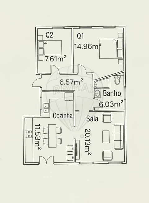 Apartamento T2 para Venda em Alcantara