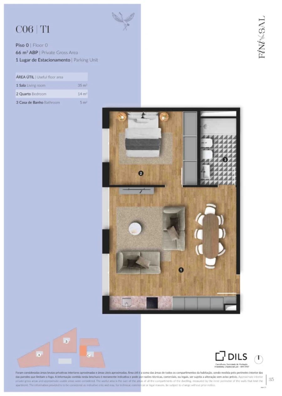 Apartamento T1 para Venda em Santa Maria do Castelo e Santiago e Santa Susana Planta 1