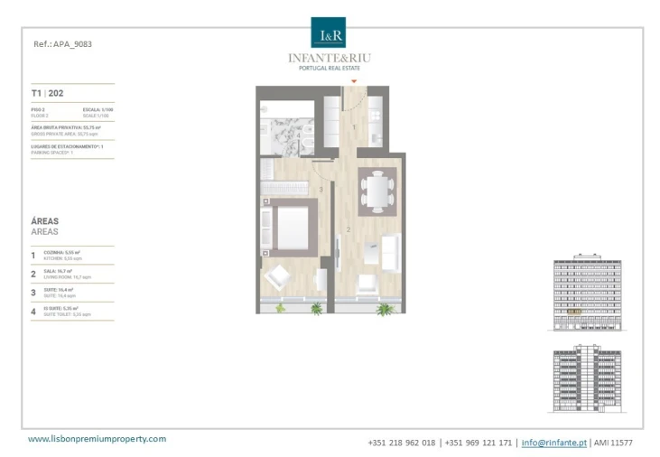 Apartamento T1 para Venda em Estrela Planta 1