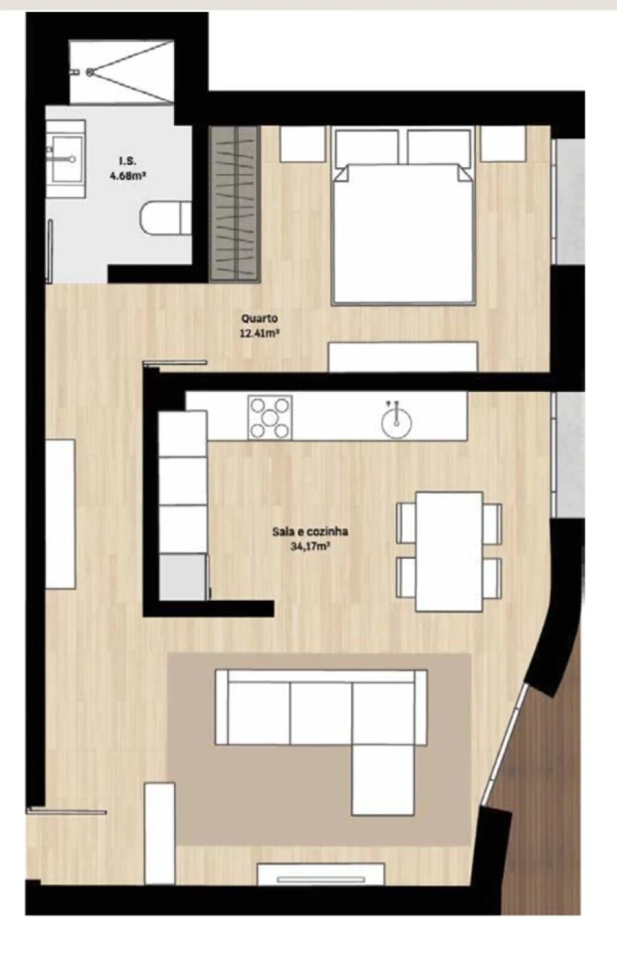 Apartamento T1 para Venda em Santa Clara e Castelo Viegas Planta 1