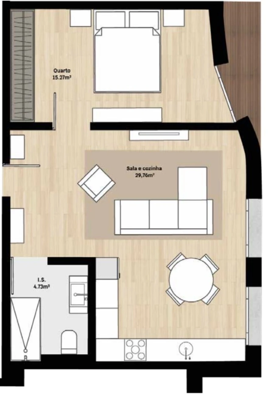 Apartamento T1 para Venda em Santa Clara e Castelo Viegas Planta 1