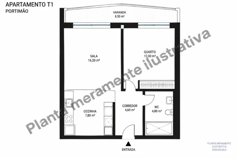 Apartamento T1 para Venda em Portimão Planta 1
