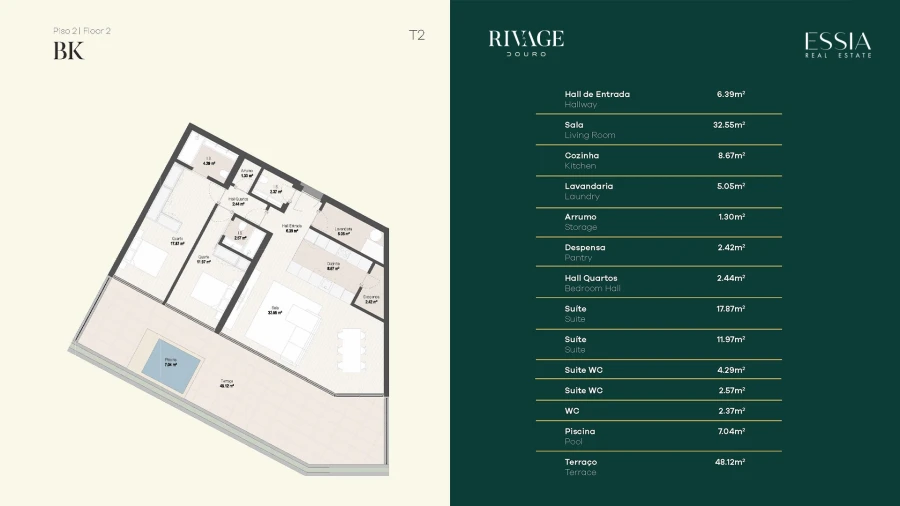 Apartamento T2 para Venda em Gondomar (São Cosme), Valbom e Jovim Planta 1