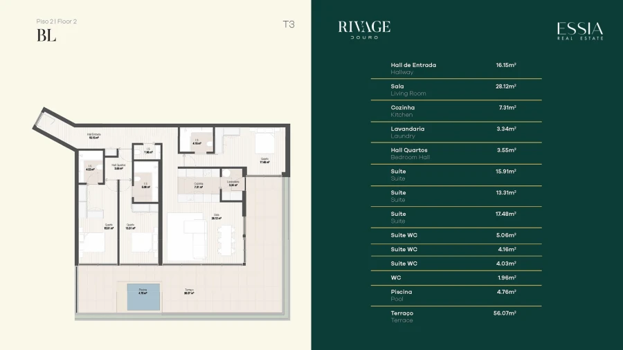 Apartamento T3 para Venda em Gondomar (São Cosme), Valbom e Jovim Planta 1