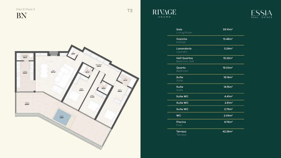 Apartamento T3 para Venda em Gondomar (São Cosme), Valbom e Jovim Planta 1