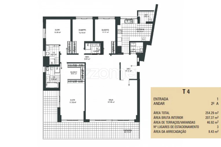 Apartamento T4 para Venda em Cascais e Estoril Planta 1