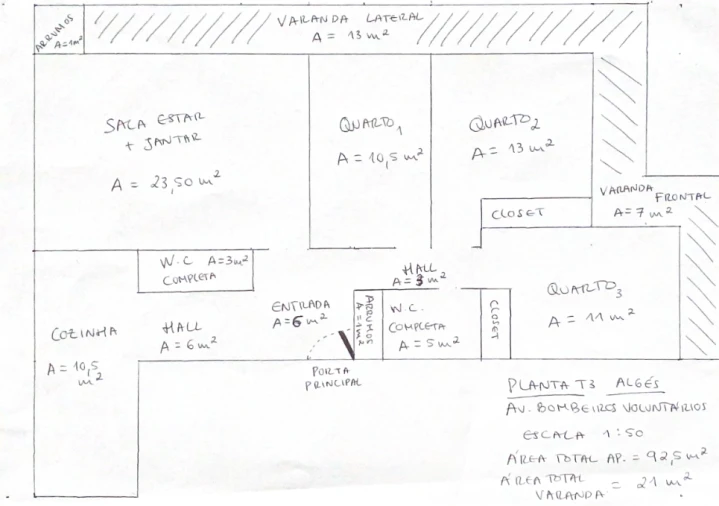 Apartamento T3 para Venda em Algés, Linda-A-Velha e Cruz Quebrada-Dafundo Planta 1