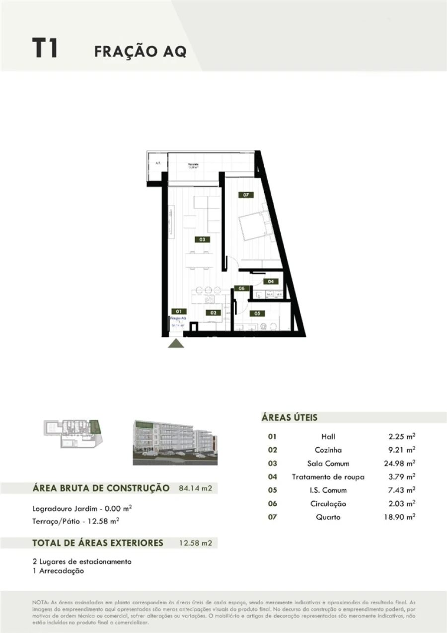 Apartamento T1 para Venda em Estreito de Camara de Lobos Planta 1