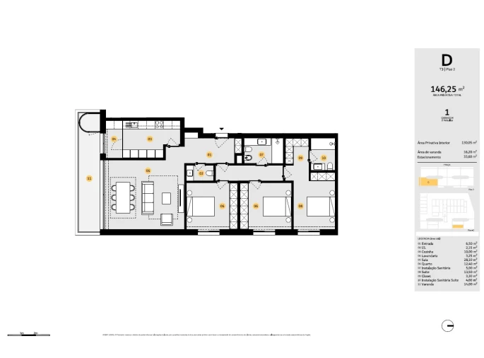 Apartamento T2 para Venda em Cidade da Maia Planta 1