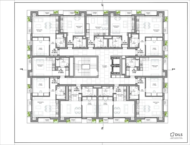 Apartamento T1 para Venda em Carcavelos e Parede Planta 1