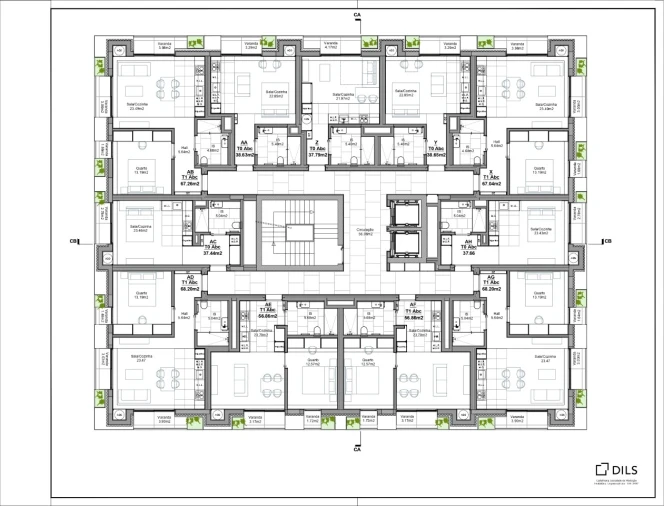 Apartamento T1 para Venda em Carcavelos e Parede Planta 1
