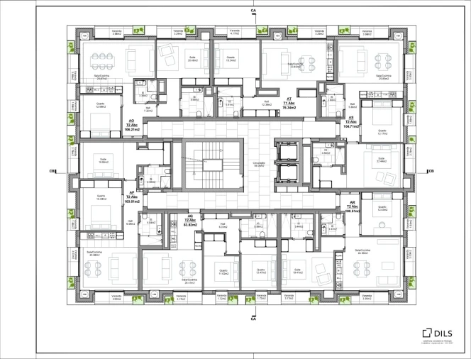 Apartamento T2 para Venda em Carcavelos e Parede Planta 1