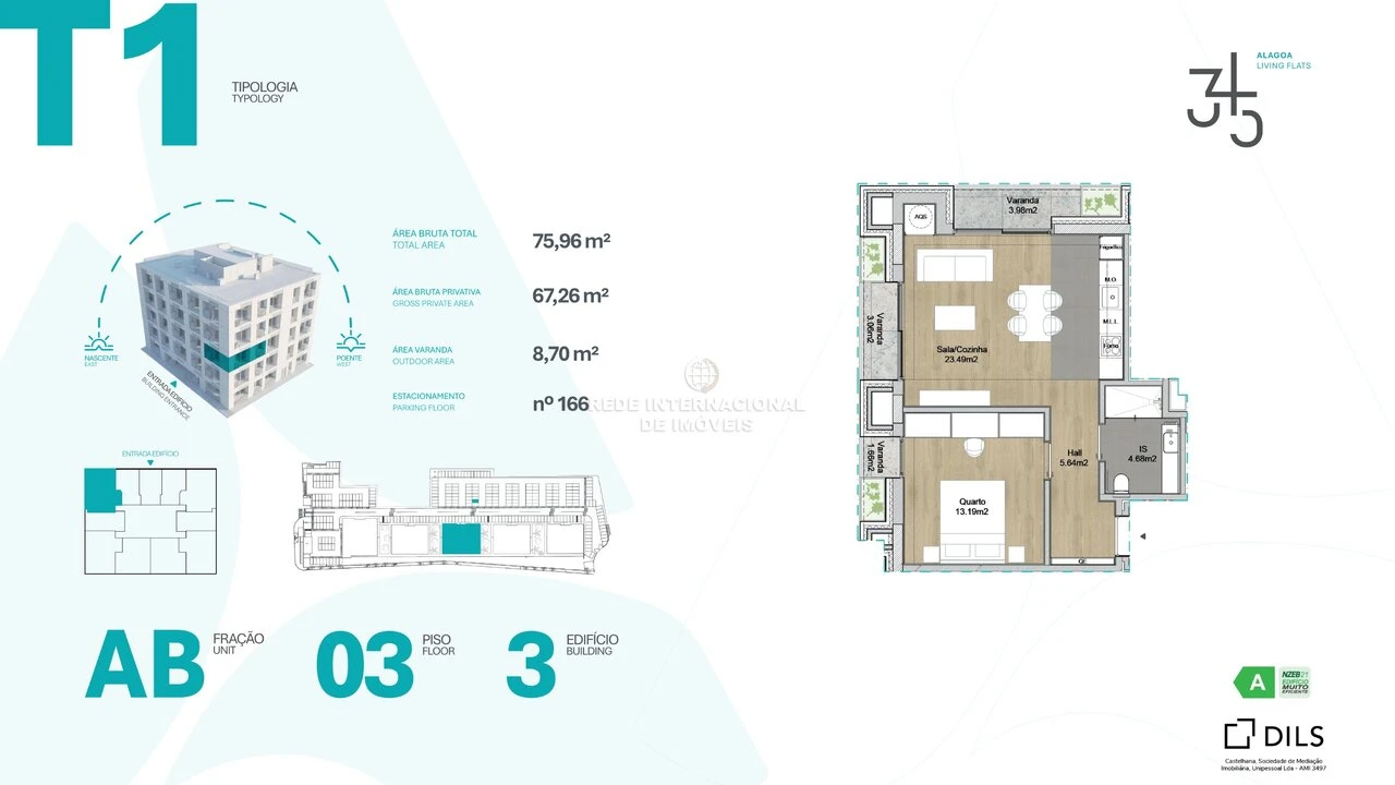 Apartamento T2 para Venda em Carcavelos e Parede Foto 25