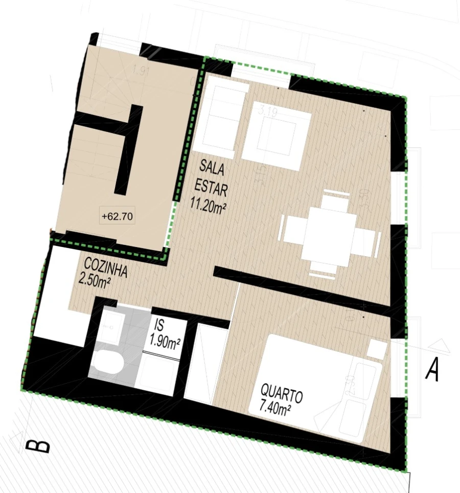 Apartamento T1 para Venda em Santa Maria Maior Planta 1