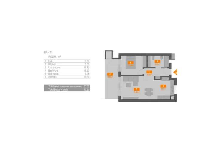 Apartamento T1 para Venda em Portimão Planta 1
