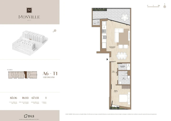 Apartamento T1 para Venda em Montijo e Afonsoeiro Planta 1