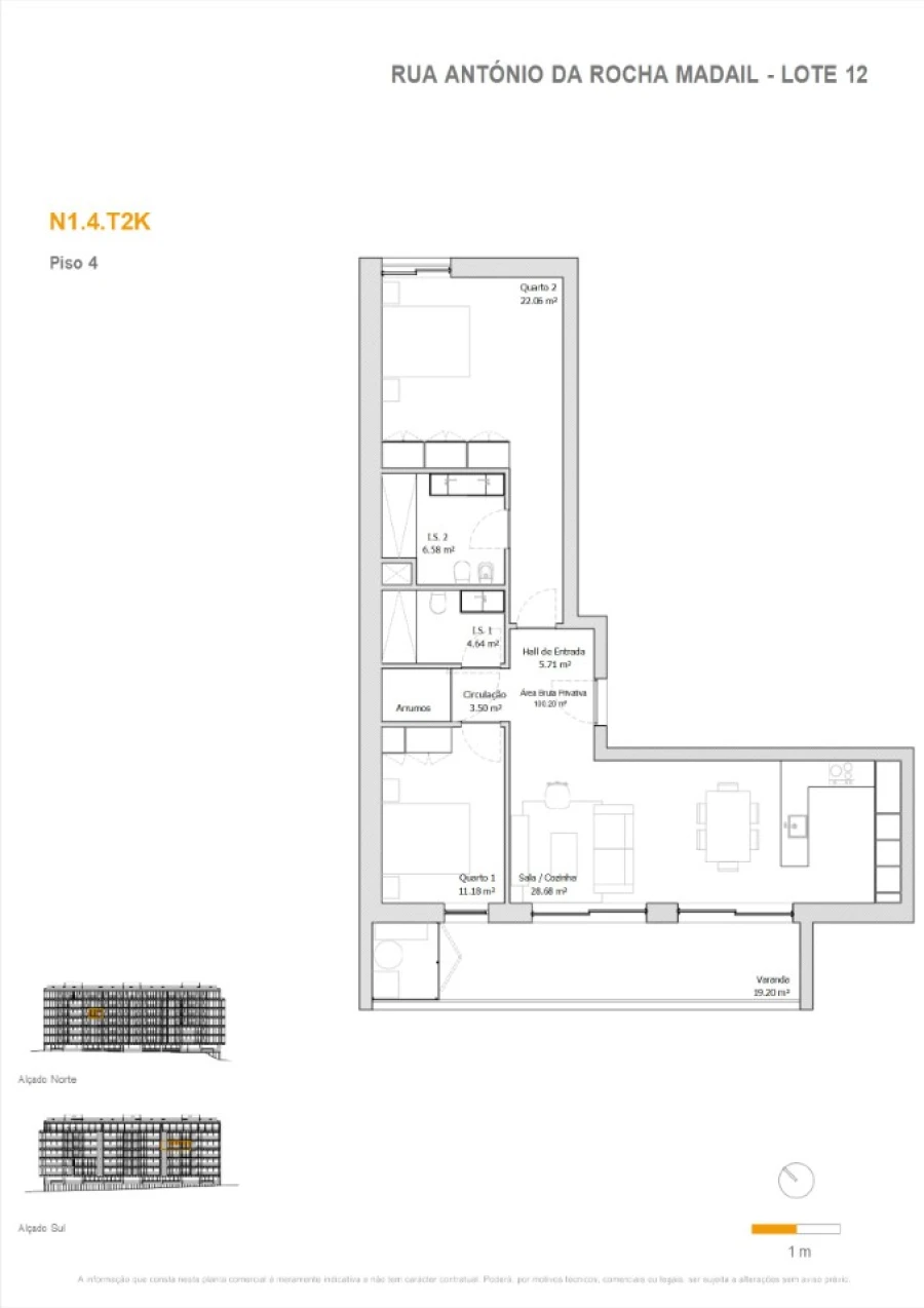 Apartamento T2 para Venda em Glória e Vera Cruz Planta 1
