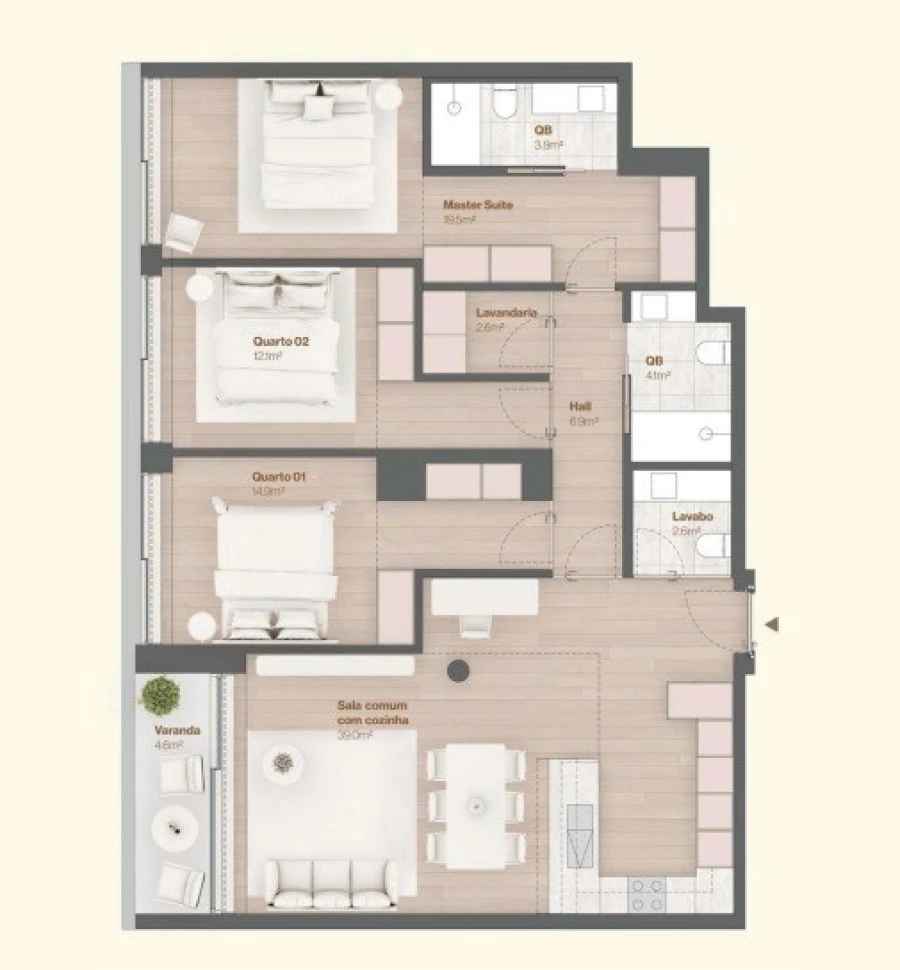 Apartamento T3 para Venda em Aldoar, Foz do Douro e Nevogilde Planta 1