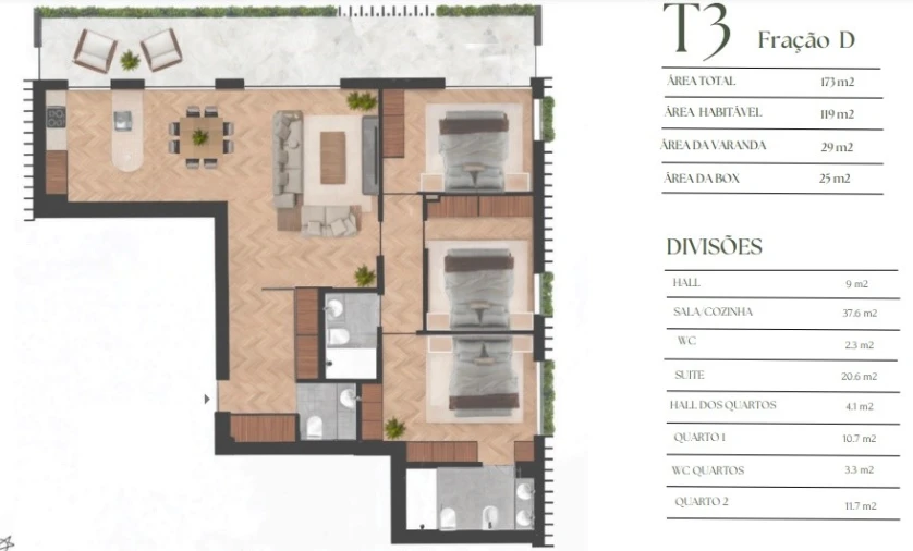 Apartamento T3 para Venda em Lordelo do Ouro e Massarelos Planta 1