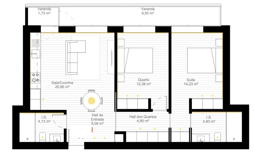 Apartamento T2 para Venda em Esgueira Planta 1