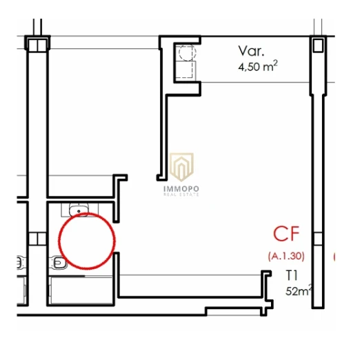 Apartamento T1 para Venda em Fânzeres e São Pedro da Cova Planta 1