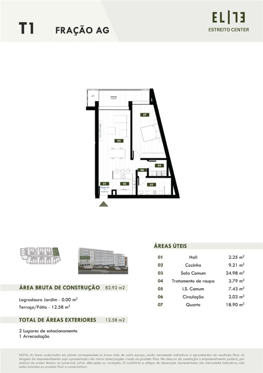 Apartamento T1 para Venda em Estreito de Camara de Lobos Planta 1