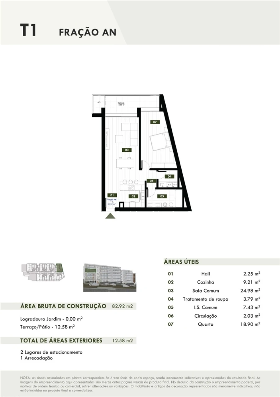 Apartamento T1 para Venda em Estreito de Camara de Lobos Planta 1