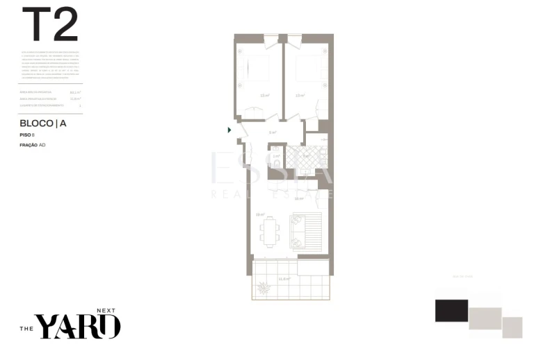 Apartamento T2 para Venda em Santa Marinha e São Pedro da Afurada Planta 1