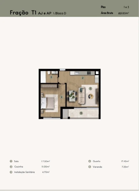 Apartamento T1 para Venda em Camara de Lobos