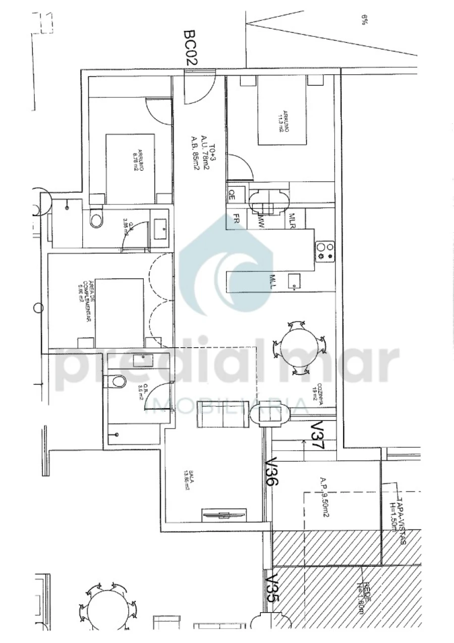 Apartamento T3 para Venda em Matosinhos e Leça da Palmeira Planta 1