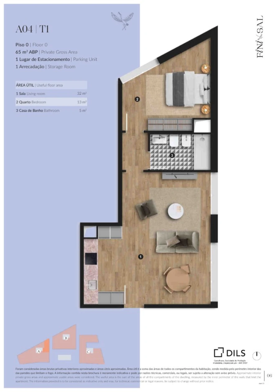 Apartamento T1 para Venda em Santa Maria do Castelo e Santiago e Santa Susana Planta 1