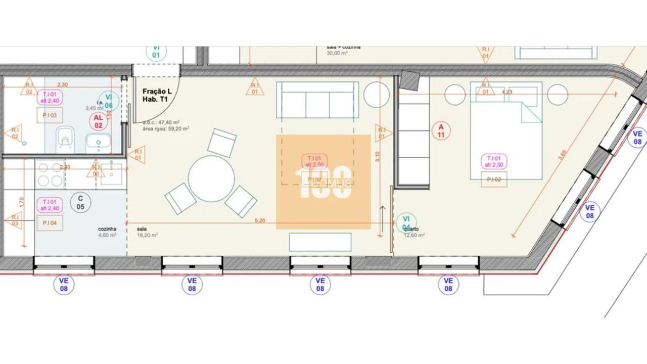 Apartamento T1 para Venda em Cedofeita, Santo Ildefonso, Sé, Miragaia, São Nicolau e Vitória Foto 23